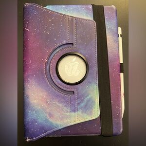 Apple Galaxy-Themed iPad Case with Stylus Holder